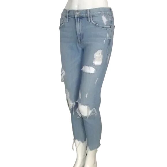 MOTHER Jeans, 25, Destroyed, The Sinner/Thanks for Nothin', Light Blue Ankle - Picture 3 of 16